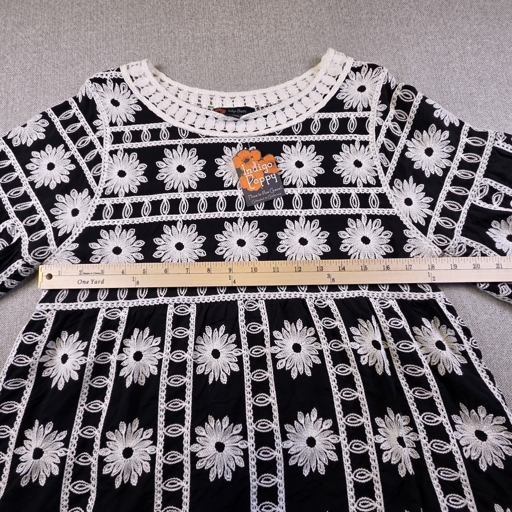 Indigo‎ Poppy Crochet Embroidered Top Women's S Bell Sleeve Babydoll Boho NEW - Picture 8 of 9